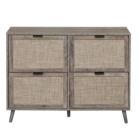 4 Door Shoe Rack, Freestanding Modern Shoe Storage Cabinet