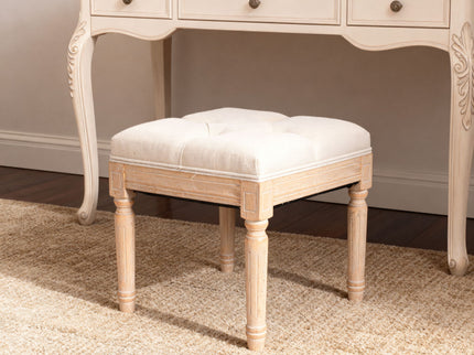 Small Padded Square Ottoman Bench For Living Room - Beige