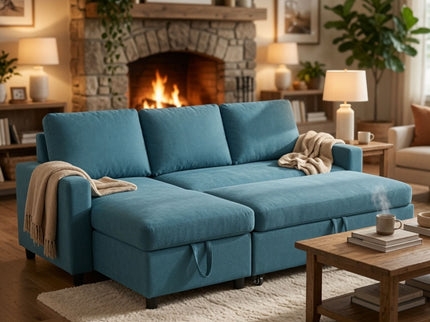 L - Shaped Convertible Sofa Bed With Storage Chaise