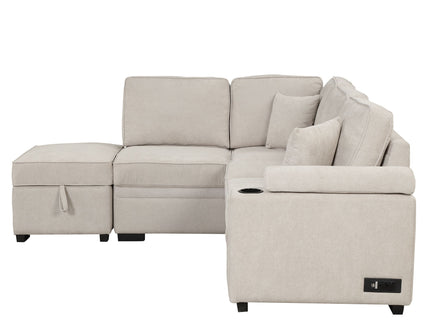 Sleeper Sofa Bed, 2 In 1 Pull Out Sofa Bed L Shape Couch With Storage Ottoman For Living Room, Bedroom Couch And Small Apartment