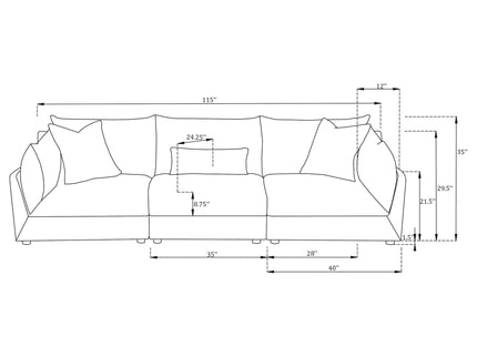Tomasina - Modular Sofa With Cushions And Padded Arms - Black
