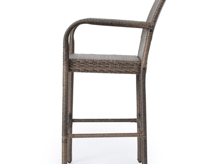 Outdoor Wicker Barstools With Rattan And Iron Frame