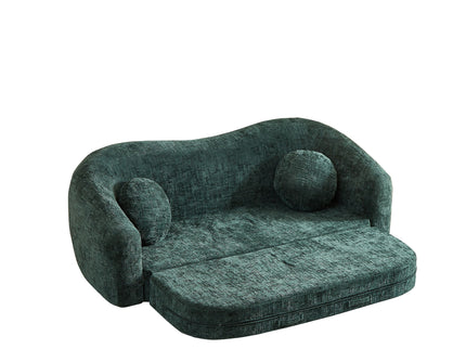 Curved Convertible Sofa, 2 In 1 Frameless Folding Sofa Bed With Pull Out Base And Deep Seat