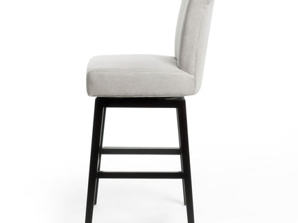 Quicksilvered - Upholstered Swivel Counter Stool With Wood Legs - Beige