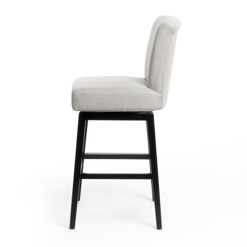 Quicksilvered - Upholstered Swivel Counter Stool With Wood Legs - Beige