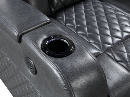 Alair - Leather Aire Power Motion Recliner With Bluetooth, Wireless Charger Cupholder - Dark Gray