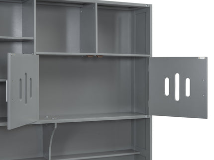 Daybed With All-In-One Cabinet And Shelf