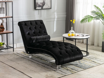 Chaise Lounge Indoor, Button Tufted Upholstered Chaise Lounge Chair With Pillow