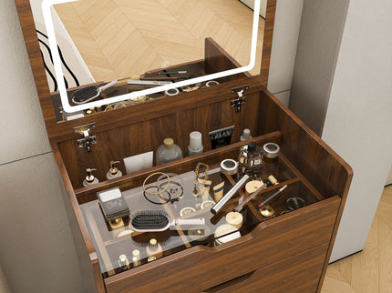 Vanity Desk With Lighted Mirror & Stool