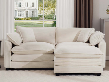 Modern Oversized Modular Cushion Sofa With Ottoman, Low Back, Deep Seating Sofa Set
