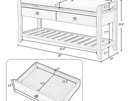 Multipurpose Entryway Shoe Rack With Cushioned Seat And Drawers