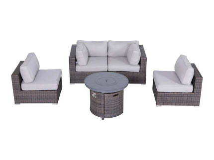 Wicker Outdoor Lounge Set With Cushions And Fire Pit