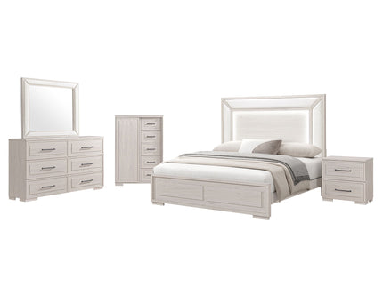 Ciara - King Bed With LED Panel Headboard, Low Profile Design - Beige