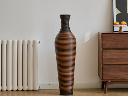 Tall Standing Designer Floor Vases With Elegant 2 Tone Finishes Ideal For Decorating Living Rooms, Bedrooms, Entryways Perfect For Decorating Your Home - Black / Gray