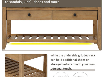 Multipurpose Entryway Shoe Rack With Cushioned Seat And Drawers