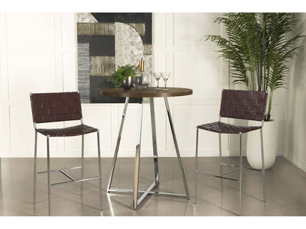 Burkhart - Round Height Bistro Bar Table - Brown Oak