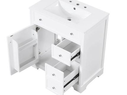 Bathroom Vanity With Sink Top, Cabinet With Door And 2 Drawers - White