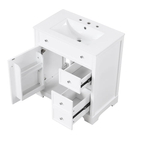 Bathroom Vanity With Sink Top, Cabinet With Door And 2 Drawers - White