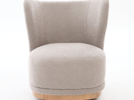 Curved Back Swivel Lounge Chair With Rotating Base For Home - Gray
