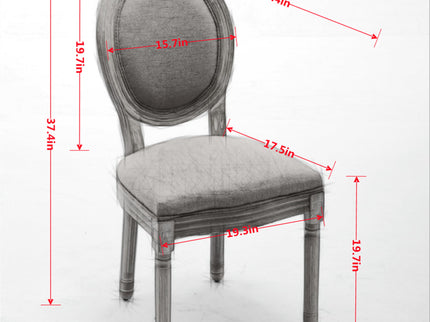 French Style Solid Wood Frame Antique Painting Fabric Back Dining Chair (Set of 2)