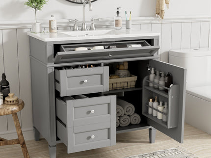 Bathroom Vanity With Top Sink, 2 Drawers And Tip Out Drawer