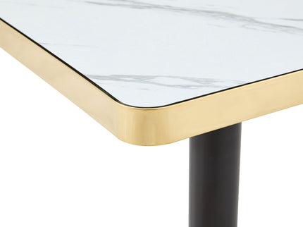 Square Dining Table & Pedestal For Kitchen - Black / Gold / White