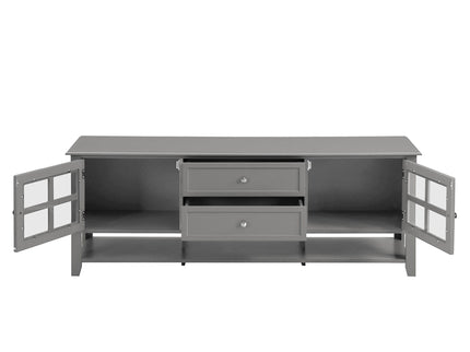 TV Stand, Entertainment Center With Dual Drawers And Hidden Storage, Cabinet With Soft Closing Doors And Sleek Panel Design
