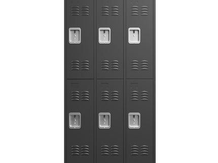 6 Door Lockers With Lock For Secure Storage - Black