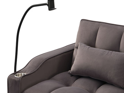 Modern Loveseat Futon Sofa With Pullout Bed, Adjustable Reclining Backrest, Toss Pillows