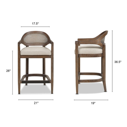 Americana - Mid-Century Modern Cane Back Counter Stool