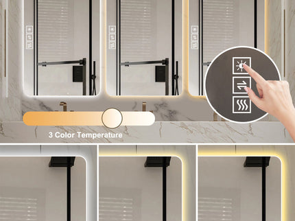 Wall Mounted Bathroom Full Length Makeup Mirror With 3 Color Lighting - Clear