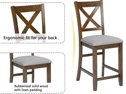 5 Piece Dining Table Set, Wooden Dining Square Table Set For 4