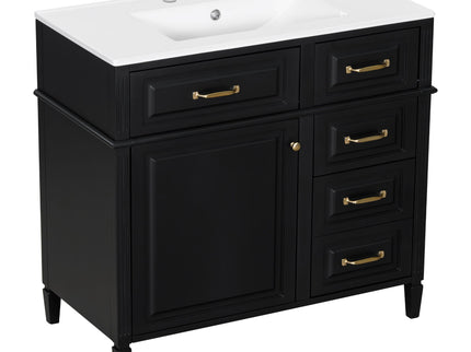 Modern Bathroom Vanity With Sink Top, Flip Drawer Design