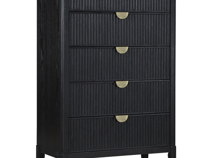 Mason - 5 Drawer Chest With Fluted Design - Black