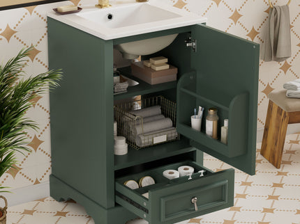 Bathroom Vanity With Sink, Soft Close Door, Adjustable U-Shaped Shelf