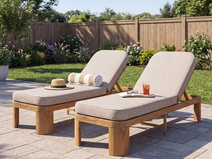 Outdoor Chaise Lounge With Cushion, 5 Position Adjustable Backrest