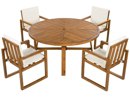 5 Piece Outdoor Patio Dining Set With 4 Armchairs And Table - Beige
