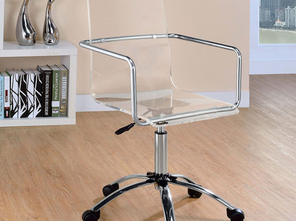 Clear Office Chair With Caster Wheels Futuristic Design, Adjustable Height - Clear