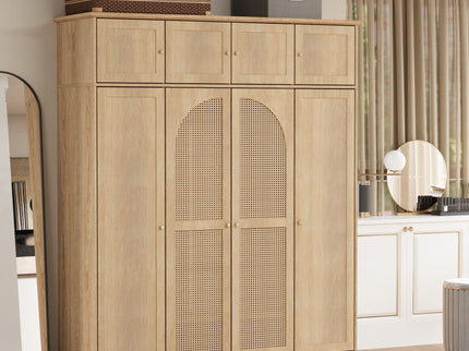 8 Door Armoire Wardrobe With Adjustable Shelves And Hanging Rod