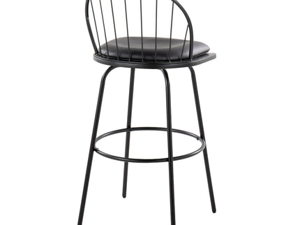 Riley - Claire Farmhouse Fixed Height Barstool With Swivel With Round Footrest (Set of 2)