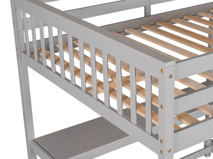 Loft Bed With Storage Shelves And Under Bed Desk