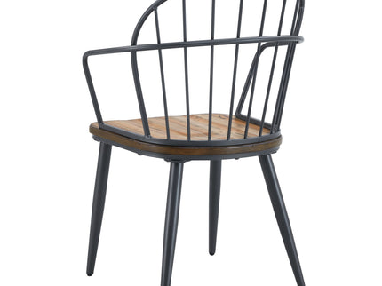 Contemporary Indoor Dining Set With Metal Legs, Birch, And Metal - Black / Natural