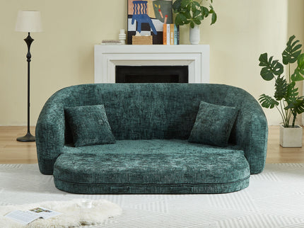 Curved Convertible Sofa, 2 In 1 Fold Out Bed With Pull Out Base And Deep Seat