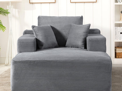 Convertible Chaise Lounge Chair With Wide Armrest & Throw Pillows