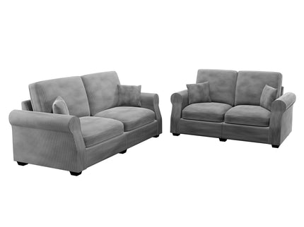 Contemporary 2 Piece Sofa Set With Matching Pillows