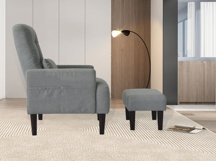 Living Room Sofa Single Chair And Ottoman, Modern Multi-Function Fabric Living Room Sofa Lounge Chair Bed And Stool. Soft Leisure Single Chair Adjustable Into 5 Angles With Sofa Bed
