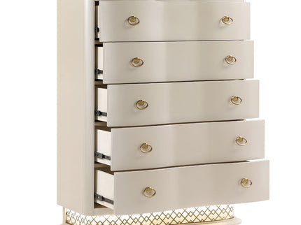 Flora - 5 Drawer Chest With Vertical Storage, LED Lighting - Champagne