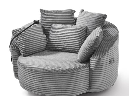 Swivel Accent Barrel Chair With Adjustable Phone Holder, 5 Pillows For Living Room