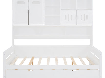 Daybed With All-In-One Cabinet And Shelf