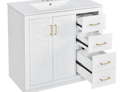 Bathroom Vanity With Sink Combo, Storage Cabinet, Freestanding Set With 3 Drawers & Soft Closing Doors